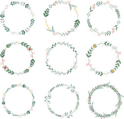 Set of Floral Flowers Wreath Frame