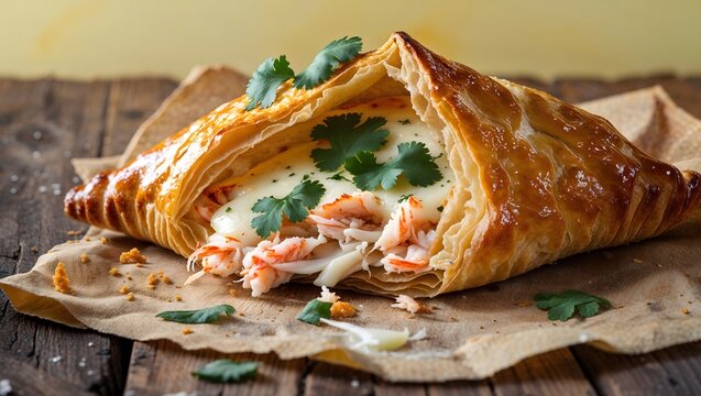 Chilean pastel de jaiba with crab and cheese filling.