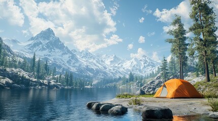photorealistic. Bright image. Professional photo, 8k, amazing quality, stunning view . A vibrant American scene, featuring beautiful mountains 
