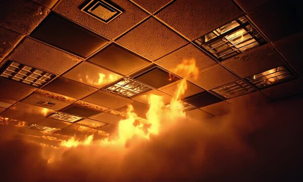Surreal ceiling with clouds and lights stock photo for unique interior design concepts and backgrounds