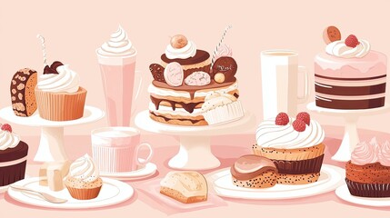 profilbild fÃ¼r instagram, illustration style, Bilder von essen und trinken wie kaffee croassaint Kuchen, Farben beige rosa in der Mitte Text: saaras.baakery