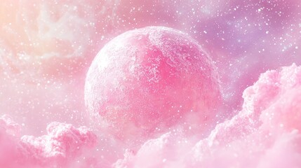 Realistic photograph, shot of a candy planet from space - in candy universe setting, extremely creative, tasty and colourful, soft lighting, pastel 