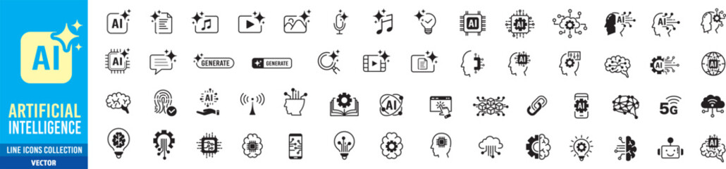 Generate AI icon. Artificial intelligence icons collection. Editable vector icon illustration.