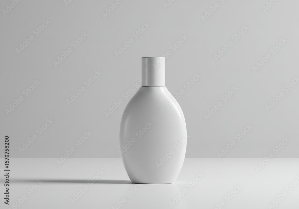 Poster minimalistic white bottle on neutral background for modern design and branding concepts