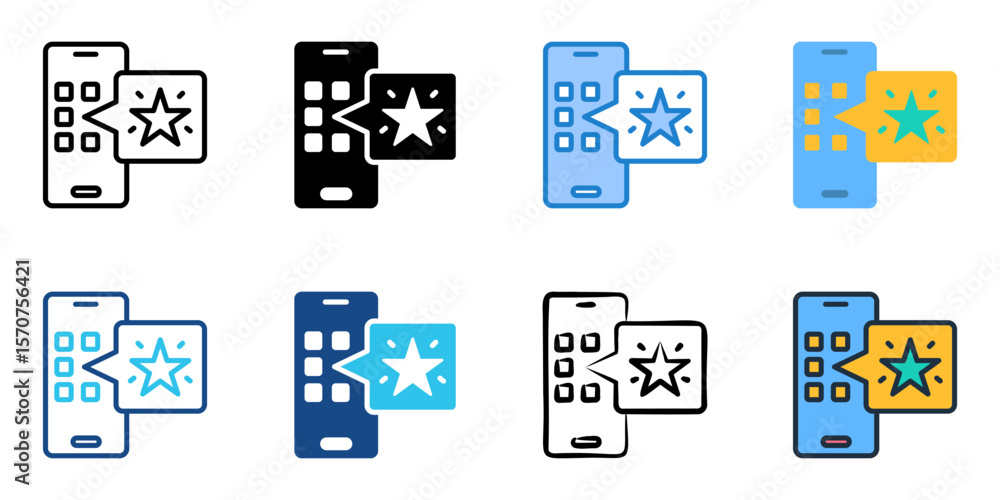 Poster mobile app icon set multiple style collection