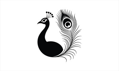 Elegant peacock feather silhouette design