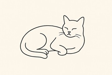 simple line vector illustration of a cat