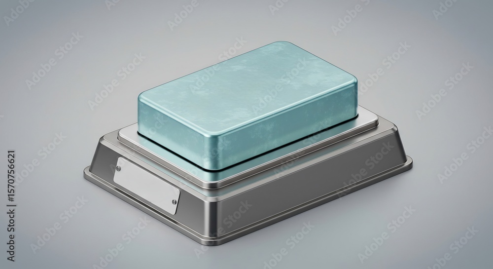 Poster rectangular object on a metallic base presentation