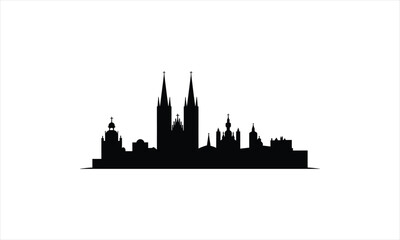 Naklejka premium Cityscape outline silhouette