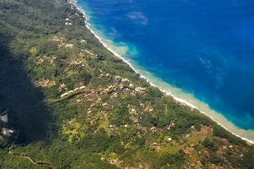 Porto Pidocchio Portofino promontory aerial view from airplane before landing to Genoa