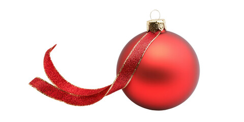 red christmas ball decoration isolated on white or transparent png