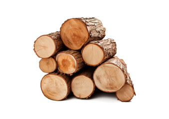 stack of firewood isolated on white or transparent png