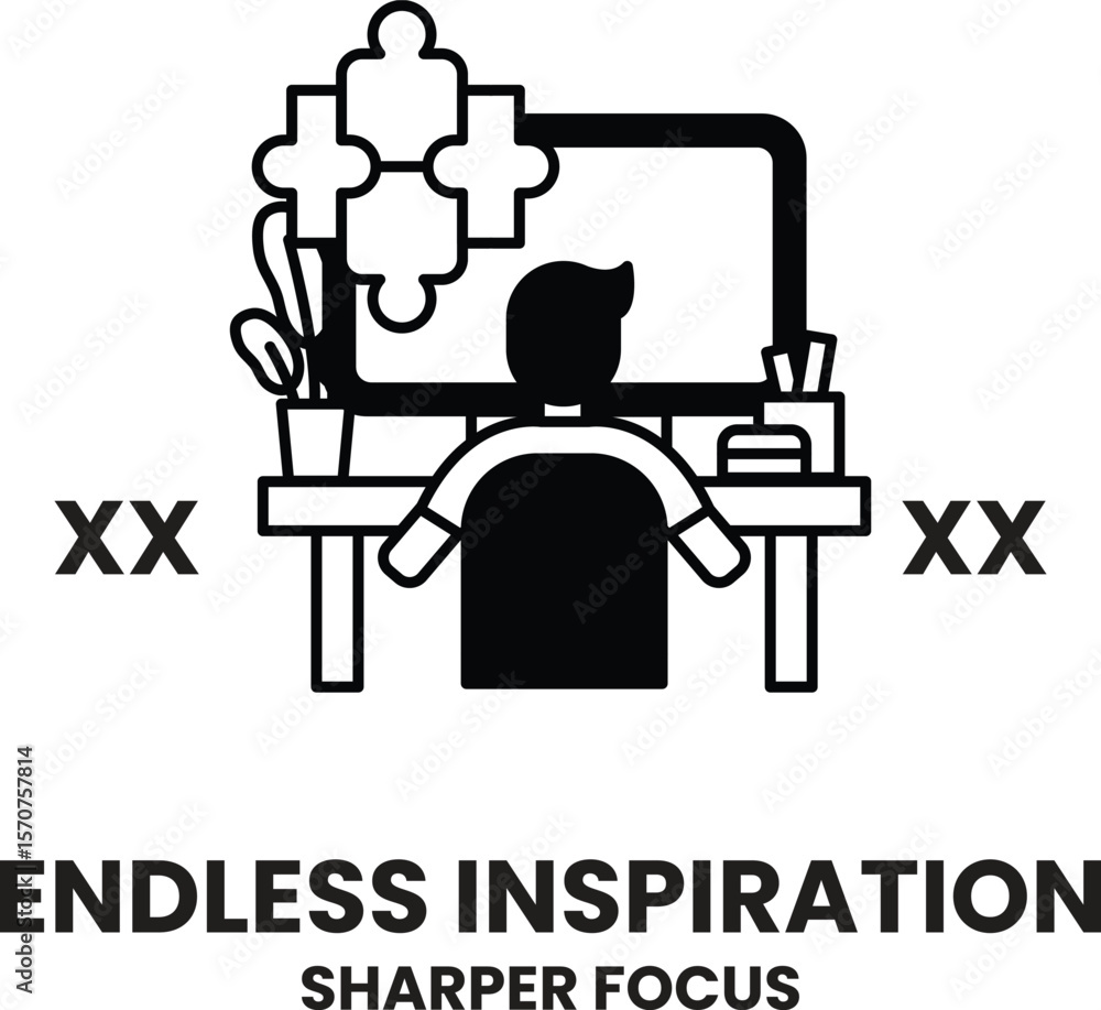 Fototapete a man is sitting at a desk with a computer monitor in front of him