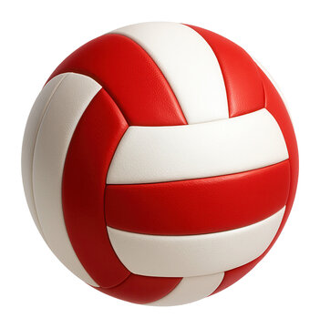 White and red striped volleyball made of composite leather for competitive indoor matches