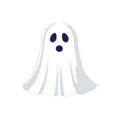 White ghost with dark eyes and mouth halloween spooky