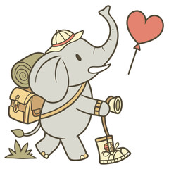 SVG art: A Playful Baby elephants in a Forest adventure vibe with holding a heart, tinted with Evergreen Trails tones