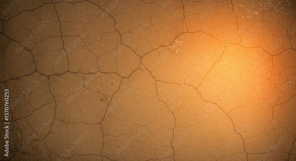 Poster cracked earth texture with warm lighting creating an abstract background design