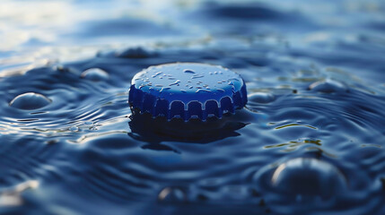 Bottle Cap Mockup on Reflective Water Surface