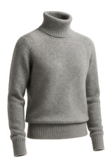 Turtleneck cashmere sweater in heather gray with ribbed cuffs for warmth