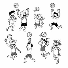 People playing volleyball outdoors summer recreation fun