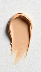 Smooth Foundation Swatch on White Surface A Close Up View of Creamy Cosmetic Texture Highlighting Tone and Consistency for Beauty and Skincare Concepts