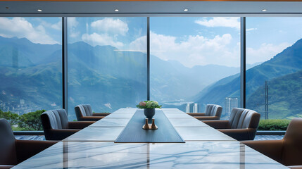 meeting room, conference room design, modern office with big windows