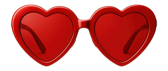 Heart-shaped sunglasses with red frames and matching red lenses
