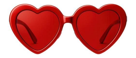 Heart-shaped sunglasses with red frames and matching red lenses