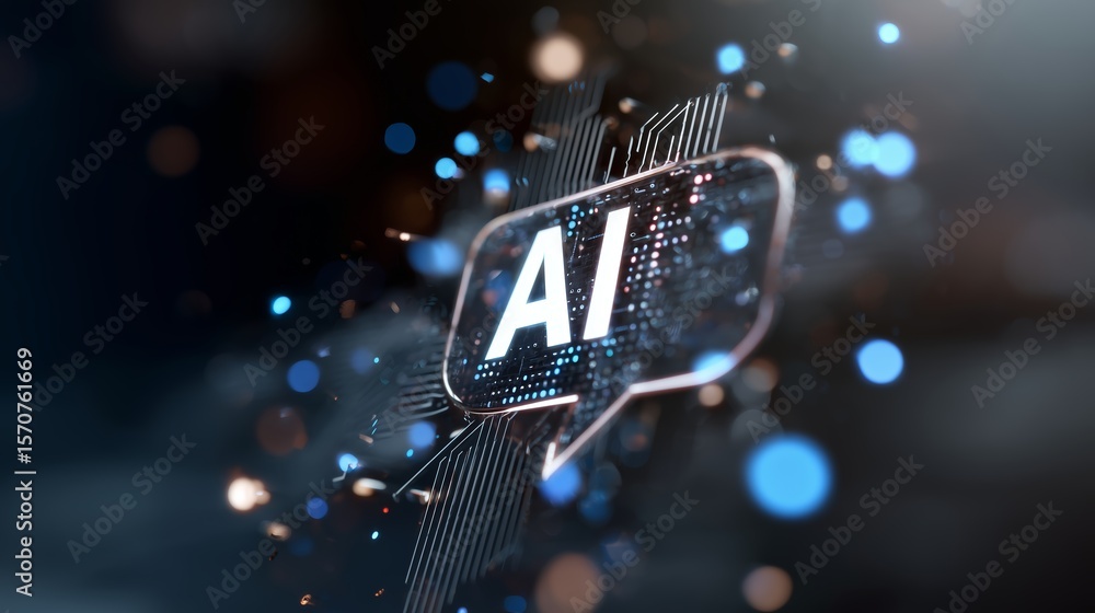 Poster Creative visual representation of artificial intelligence concepts with glowing elements and digital patterns