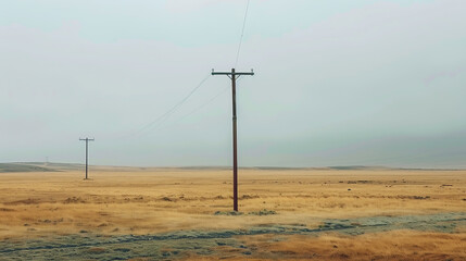 Power lines and poles on the field
