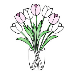 pink tulips in vase