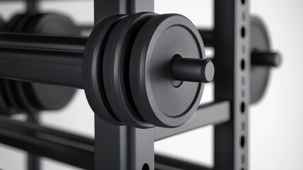 Close-up of black weightlifting equipment.