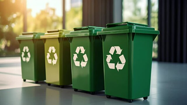 Recycling bins closeup