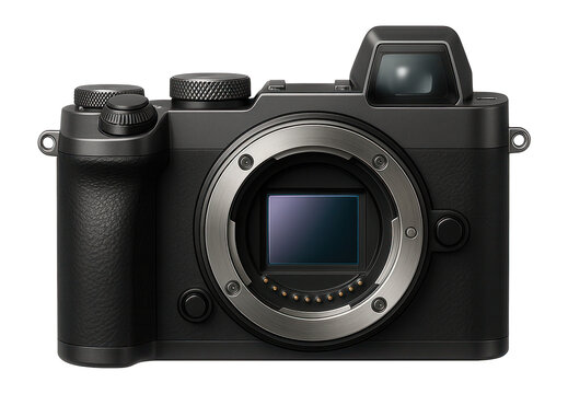 Mirrorless camera with compact body and integrated electronic viewfinder