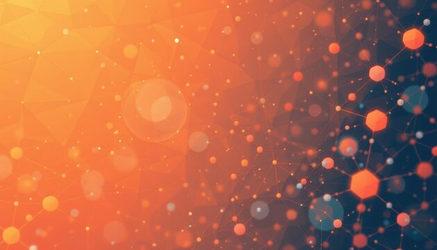 create an abstract background with molecules and technology inspired polygons connecting dots and lines in a flat design style