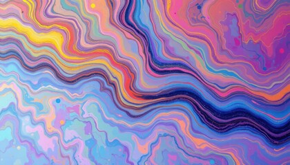 Fototapeta premium create an abstract and fluid painting that bines a holographic background with iridescent multicolor wavy lines and a marbled texture reminiscent of neon
