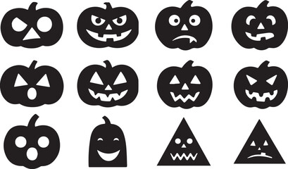 set of black halloween pumpkins