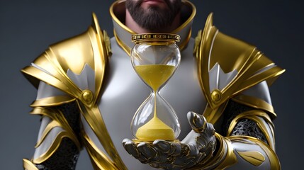 Armored Fantasy Warrior Holding an Hourglass