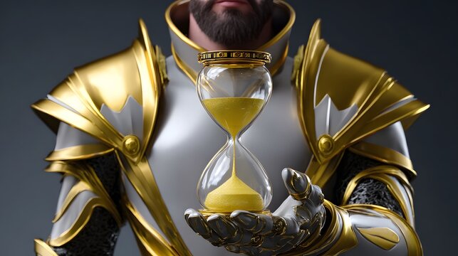 Armored Fantasy Warrior Holding an Hourglass