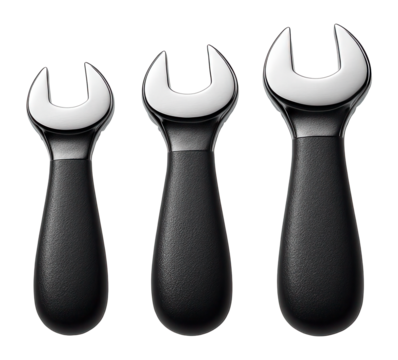 Five-piece stubby wrench set with short handles for confined space repairs.