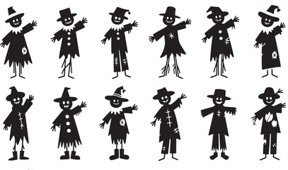 vector silhouettes of people halloween