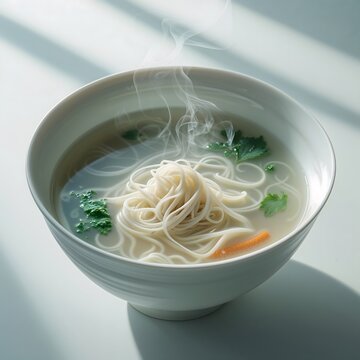 Tibetan thenthuk in deep white bowl, no shadow
