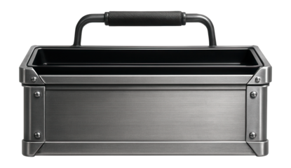 Rust-resistant metal tool box with a removable tray for outdoor maintenance work.