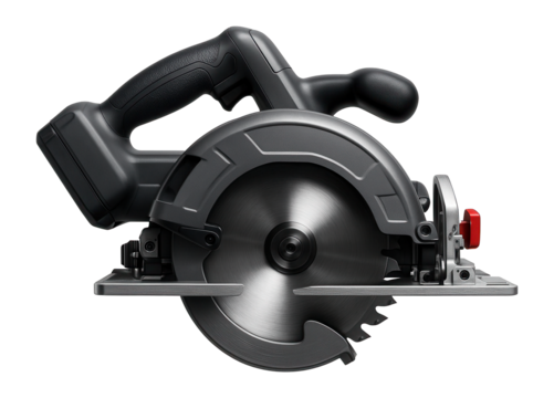 Cordless circular saw with a bevel adjustment feature for angled cuts in roofing.