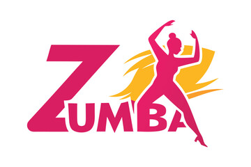Dynamic zumba logo featuring a dancing silhouette and bold typography