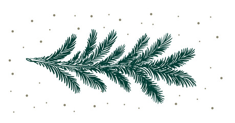 Christmas tree branch hand drawn