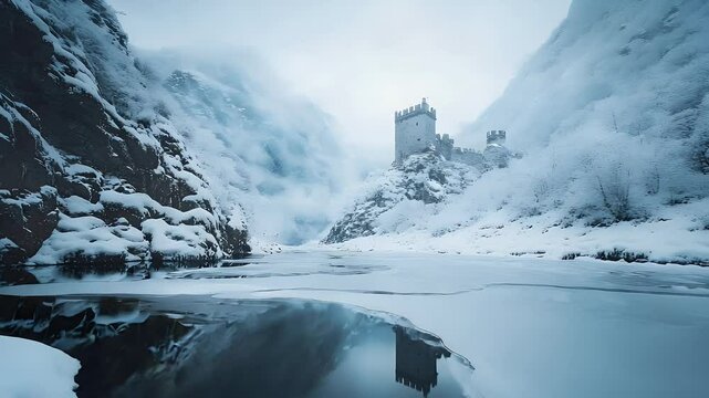 Snowy mountain mist