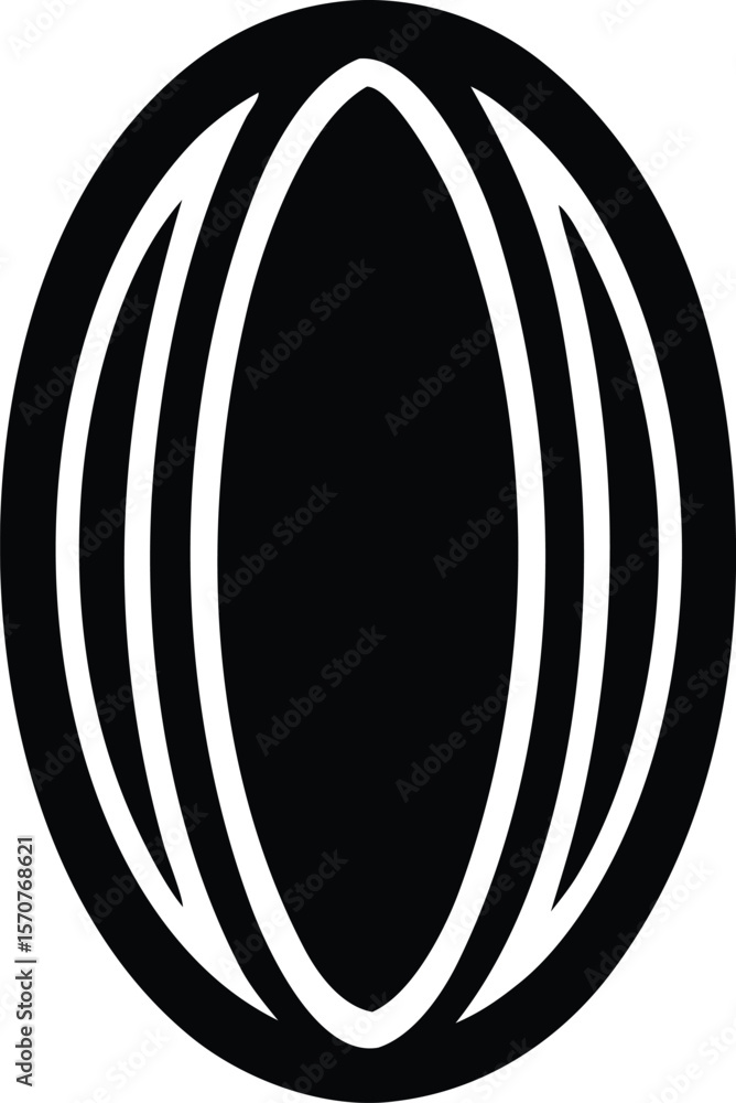 Poster abstract black and white geometric orb with intersecting curved lines creating a striking visual pat