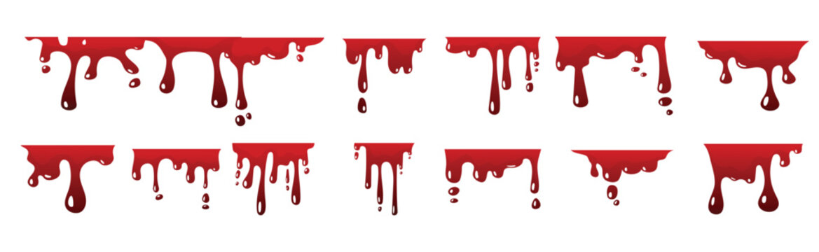  red dripping blood flowing paint splatter trickle liquid elements ink drops scary halloween flows bo