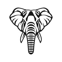 Elephant head illustration, wild animal face, jungle mammal drawing, tribal elephant art, safari animal emblem